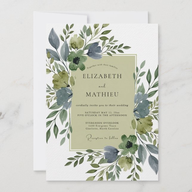 Invitación Sage Green Lavish Botanical Wedding (Anverso)