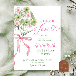 Invitación sage green leaf clover bouquet bridal shower