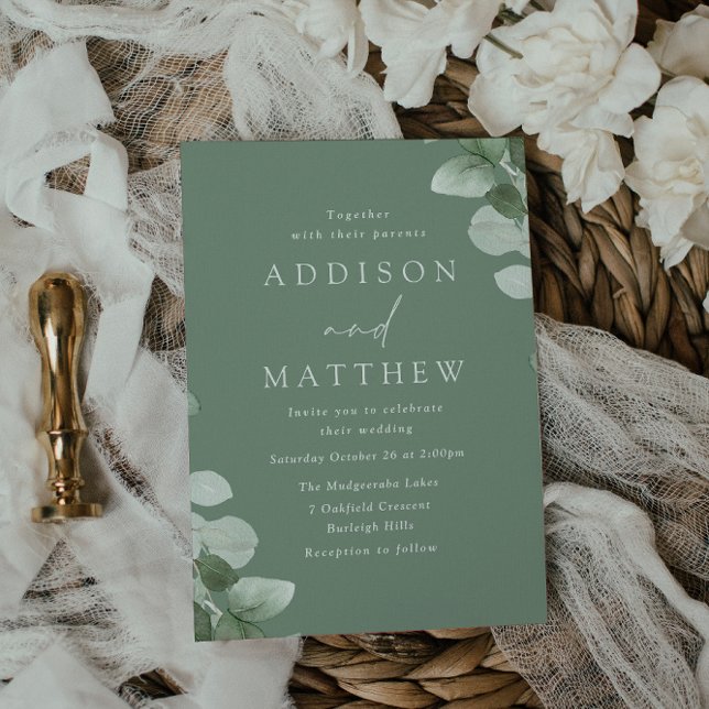 Invitación Sage Green Leaves Greenery Boda (Subido por el creador)