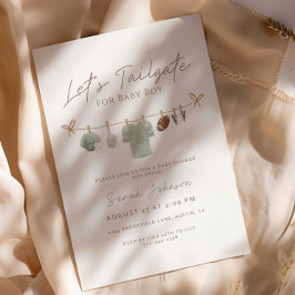 Invitación Sage green Let’s Tailgate Football Baby Shower