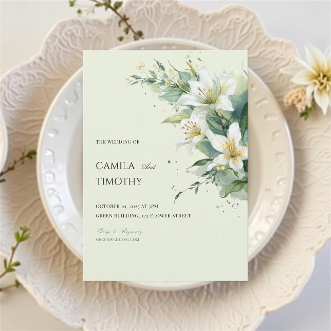Invitación Sage Green Lily of the Valley Floral Wedding (Subido por el creador)
