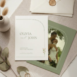 Invitación Sage Green & Linen Minimalist Save the Date Card