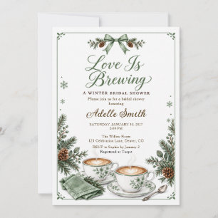 Invitación Sage Green Love Is Brewing Invierno Despedida de S