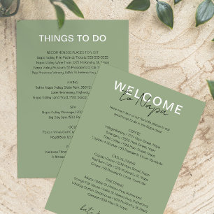 Invitación Sage Green Lugares para comer y cosas para hacer c