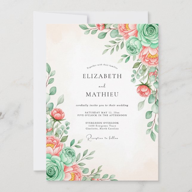 Invitación Sage Green Lush Succulent Wedding (Anverso)