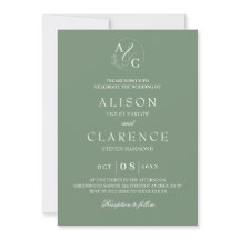 Sage Green Luxury Monogram Boda