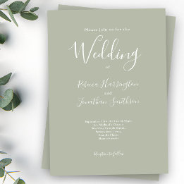 Invitación Sage Green Minimal Moderno Boda