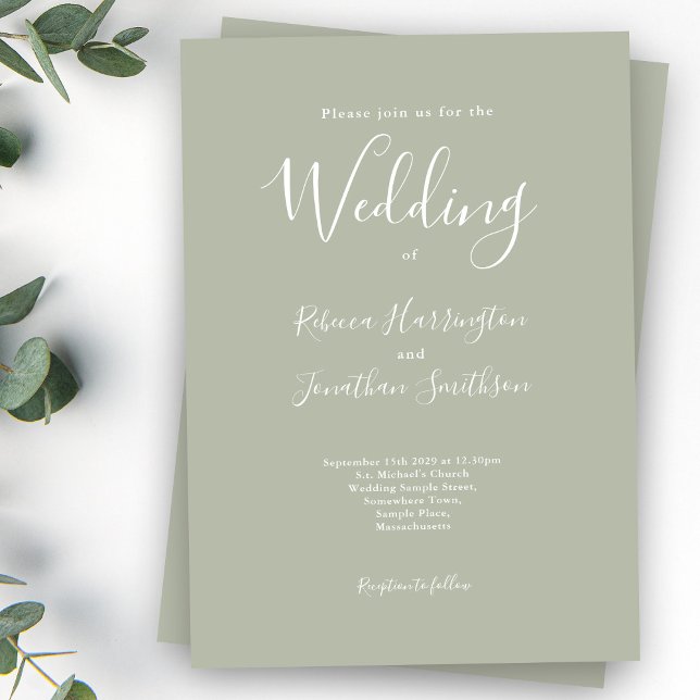 Invitación Sage Green Minimal Moderno Boda (Subido por el creador)