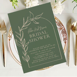 Invitación Sage Green Minimal Script Text Bridal Shower