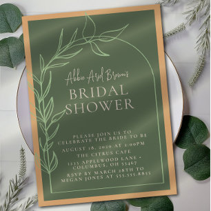 Invitación Sage Green Minimal Script Text Bridal Shower