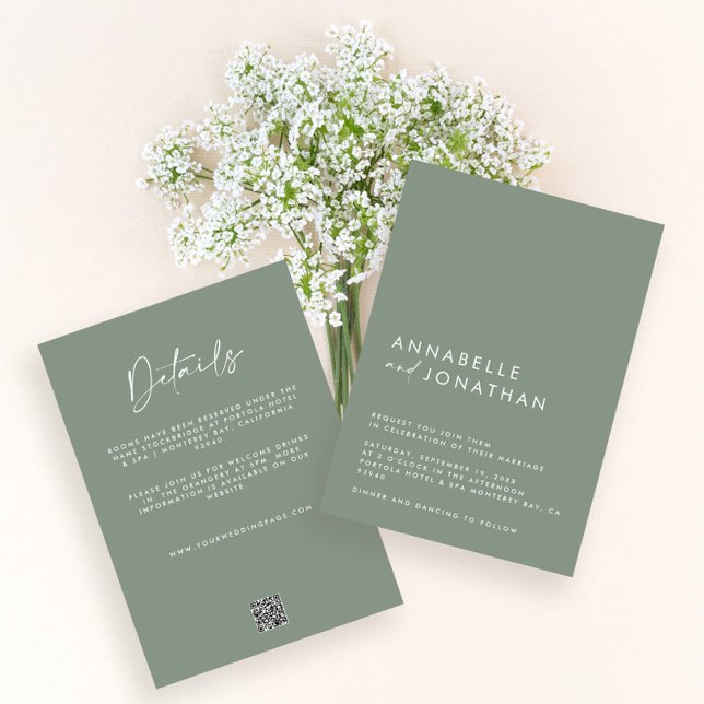 Invitación Sage green Minimal simple Boda Detalles del código (Subido por el creador)