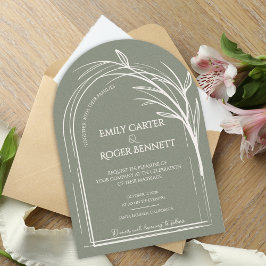 Invitación Sage Green Minimalist Arch Botanical Wedding
