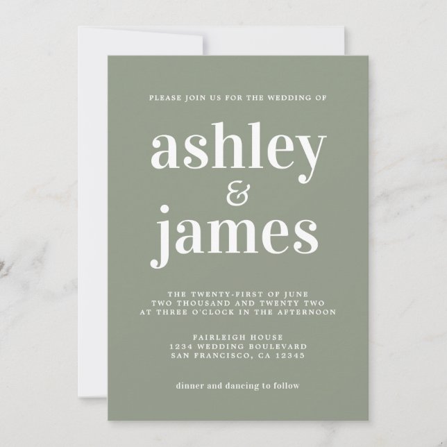 Invitación Sage Green Minimalist Wedding Invitation (Anverso)