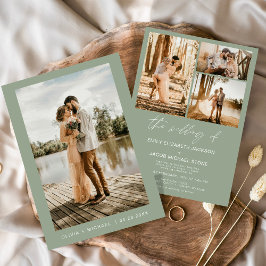 Invitación Sage Green Minimalista elegante Boda de fotografía
