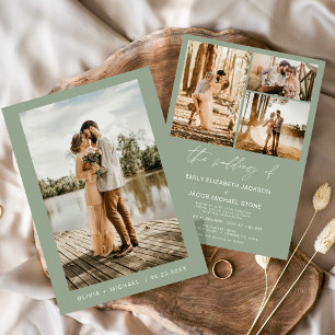 Invitación Sage Green Minimalista elegante Boda de fotografía