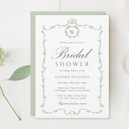 Invitación Sage Green Modern Classic Frame Bridal Shower 