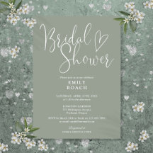 Sage Green Modern Elegant Script Bridal Shower