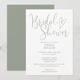Invitación Sage Green Modern Elegant Script Bridal Shower