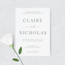 Sage Green Modern Elegant Wedding Invitation
