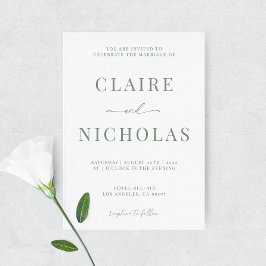 Invitación Sage Green Modern Elegant Wedding Invitation