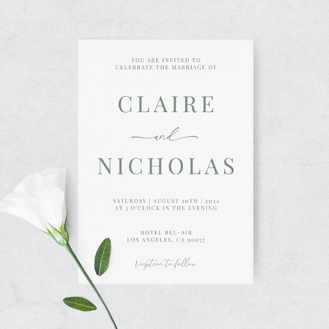 Invitación Sage Green Modern Elegant Wedding Invitation (Subido por el creador)