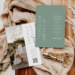 Invitación Sage Green Modern Minimal Boda Foto Código QR<br><div class="desc">Esta invitación presenta una tipografía moderna que le da una tipografía serif limpia y simple con un fondo verde sabio. La sencillez y el diseño limpio de esta invitación funcionan bien con todos los temas bodas y sin duda una gran adición a su boda. Intenta ponerte verde con esta moderna...</div>