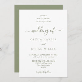 Invitación Sage Green Modern Minimalista Boda simple