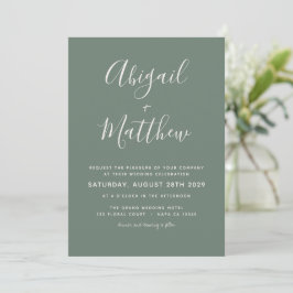 Invitación Sage Green Modern Photo Boda