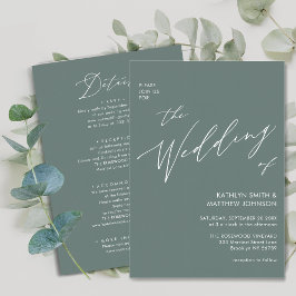 Invitación Sage Green Modern Script Todo En Un Boda Simple