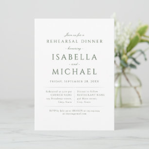 Invitación Sage Green Moderno Clásico Ensayo de lujo Cena