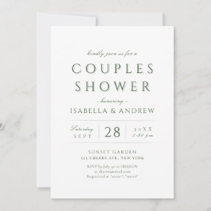 Invitación Sage Green Moderno Clásico Moderno Ducha De Pareja