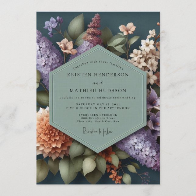 Invitación Sage Green Moody Botanical Wedding (Anverso)