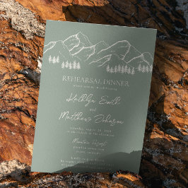 Invitación Sage Green Mountain Pine Tree Test Dinner