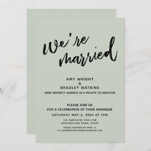 Invitación Sage Green: Nos casamos con la recepción post matr