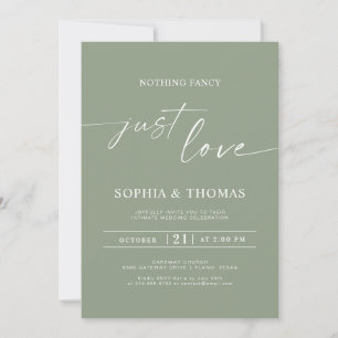 Invitación Sage Green Nothing Fancy Just Love Boda