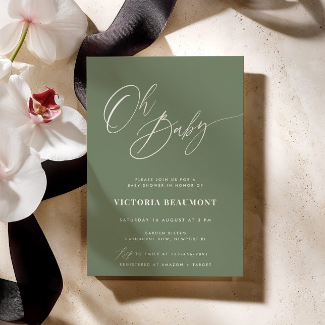 Invitación Sage Green Oh Baby Shower Invitation (Subido por el creador)