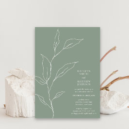 Invitación Sage Green Olive Leaf Branch Ensayo Cena