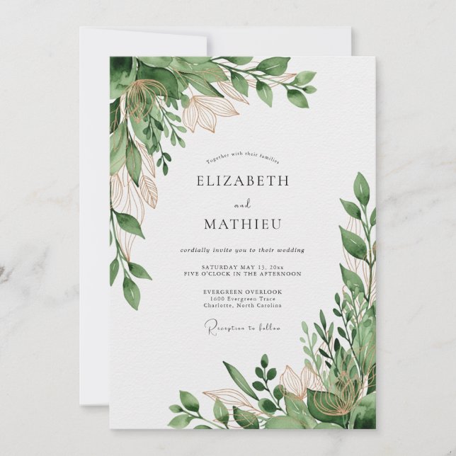 Invitación Sage Green Organic Nature Wedding (Anverso)