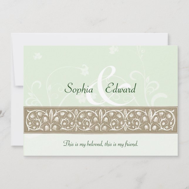 Invitación Sage Green Ornamental Frieze Boda (Anverso)