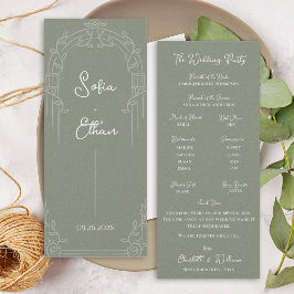 Invitación Sage Green Ornate Arch Botanical Wedding Program
