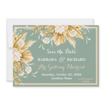 Sage Green Pampas Grass Floral Boda Save Date