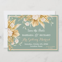 Invitación Sage Green Pampas Grass Floral Boda Save Date