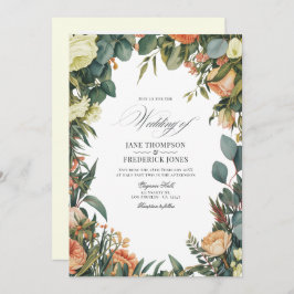 Invitación Sage Green, Peach, and Cream Floral Wedding