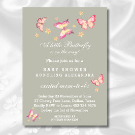 Invitación Sage Green Peach Peach Butfly Baby Shower I