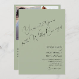 Invitación Sage Green Personalizado moderno Boda de Collage d