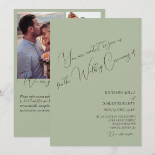 Invitación Sage Green Personalizado moderno Boda de Collage d