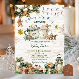 Invitación Sage Green Plaid Rustic Baby is Brewing Invitation