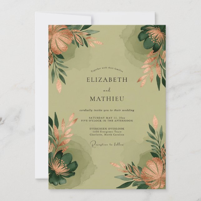 Invitación Sage Green Poetic Botanical Wedding (Anverso)