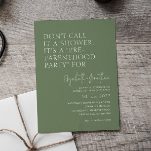 Invitación Sage Green Pre - Fiesta de la maternidad y paterni