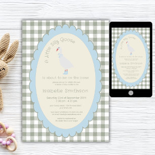 Invitación Sage Green Preppy Silly Little Goose Baby Shower